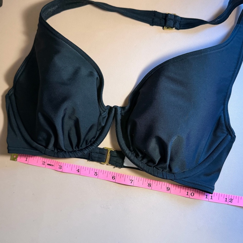 Victoria's Secret Black Halter Bikini Top 36D Underwire Swim Top Adjustable - Picture 7 of 9